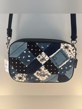 Coach Denim Patchwork Crossbody Bag in Blue and black NWT